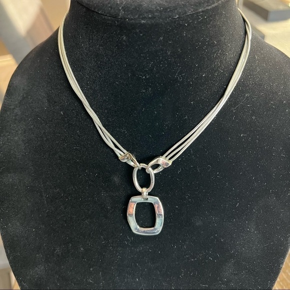 Lia Sophia silver tone short necklace , triple strand snake chain with 3” ext - Picture 3 of 8